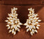 Premium Marquise Cut Leaf Gold Silver CZ Copper Stud Earrings Wholesale