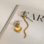 Love Heart 18K Gold Silver Stainless Steel Dangler Drop Tassel Earrings Chain For Women