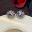 Round Sphere Navratna Gold Silver Plated CZ Copper Stud Earrings Bulk