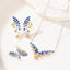Multicolour Solitaire Brown Blue Cubic Zirconia Silver Anti Tarnish Necklace Earring Ring Set For Women