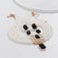 Cushion Black White 18K Gold Pearl CZ Choker Necklace Earring Set Bulk