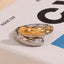 Beaten Finish Tow Tone Gold Silver Stainless Steel Free Size Ring Bulk