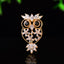 Designer Owl Style Gold Silver Black Crystal CZ Copper Brooch Wholesale