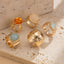 Beaten Finish Green Orange Gemstone Gold Ring Combo Pack Of 5 Bulk