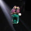 Dual Parrot Pink Green 18K Gold Plated Gemstone Crystals Pearl Anti Tarnish Brooch For Women