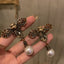 Bulk Gold Bee Pearl Drop CZ Earrings for Women