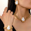 White Designer Baroque Chunky Chain Gold Pearl Necklace Combo Set Bulk