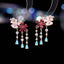 Floral Flower 18k Gold Plated Pink Red Crystals Cubic Zirconia Anti Tarnish Dangler Earrings For Women