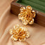 Bulk Flower Gold Plated Plain Alloy Statement Stud Earrings