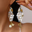 Gold Silver Fish-Shell Mother of Pearl Alloy Dangler Earrings Bulk