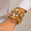 18K Gold Plated Multi-Layer Pearl Beaded Stretchable Bracelet Bulk