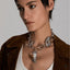 Heart Vintage Charm Link Dual Tone Gold Silver Alloy Necklace Wholesale