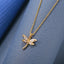 Dragonfly Cubic Zirconia 18K Gold Stainless Steel Anti Tarnish Necklace Pendant Chain For Women