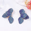 Flower Blue Pink 18K Gold Stainless Steel Anti Tarnish Dangler Earring For Women