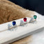 Dual Drop Solitaire CZ Silver Red Green Blue Anti Tarnish Ring Bulk