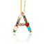 Rainbow Gemstone Initial Alphabet Letter K Necklace Pendant Chain