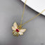 Honey Bee CZ Crystal White 18K Gold Anti Tarnish Pendant Chain Bulk