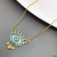 Crown Evil Eye CZ Enamel Green Gold Anti Tarnish Pendant Chain Bulk