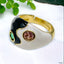Ying Yang Black White Enamel 18K Gold Free Size Adjustable Ring Bulk