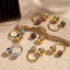 Double CZ 18K Gold Glossy Ball Anti Tarnish Free Size Ring Bulk