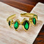 Emerald Green Oval Anti Tarnish Crystal Open Back Band Ring Women Bulk
