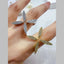 Square Leaf 18K Gold Anti Tarnish Free Size Ring For Women Bulk