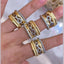 Chain Link 18K Gold Silver Anti Tarnish Adjustable Ring For Women