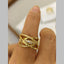 Baguette Cross Layer CZ 18K Gold Anti Tarnish Adjustable Ring Bulk