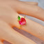 Heart Pink 18K Gold Crystal Anti Tarnish Adjustable Ring Women Bulk