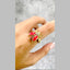 Honey Bee CZ Enamel Red 18K Gold Anti Tarnish Free Size Ring Bulk