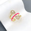 Drop Solitaire CZ Enamel Pink Gold Anti Tarnish Adjustable Ring Bulk