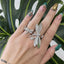 Exquisite Dragonfly CZ Silver Anti Tarnish Free Size Ring Bulk