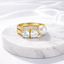 Bulk White Two Stone Gold Plated CZ Pearl Copper Adjustable Fancy Ring