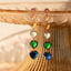 Bulk Multi Color Heart Gold CZ Anti Tarnish Copper Dangler Earrings