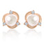 Brass 18K Rose Gold Floral Pearl Studs Earring Pair For Women Bulk