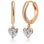 Brass 18K Rose Gold Heart Shape Crystal Clip On Earring Pair Bulk