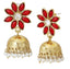 Red Floral 22K Gold Plated Jhumki Earring For Women Bulk