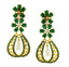 Kundan Flower Filigree Antique Green 18K Gold Dangler Earring Bulk