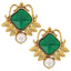 Faceted Green Stone 18K Gold Plated Victorian Stud Earring Women Bulk