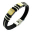 Stainless Steel Gold Silver Plated Black Rubber Strap Bracelet Bulk