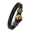 Antique Anchor Braided Black Leather Wrist Band Strand Bracelet Bulk