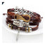 Believe Brown Leather Beads Charm Multi-Strand Unisex Bracelet Bulk