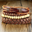 Stackable Strand Brown Tibetan Bead Leather Wrist Band Bracelet Bulk
