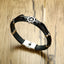 Anchor Rudder Sailor 316L Stainless Steel Black Leather Bracelet Bulk