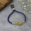 Leaf Petal Floral Gold Blue CZ Adjustable Thread Bracelet Bulk