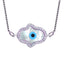 Hamsa Turkish Evil Eye CZ Silver Necklace Pendant Chain Bulk