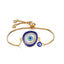 Turkish Evil Eye Blue CZ Gold Adjustable Slider Bracelet Bulk
