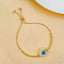Eyelash Evil Eye Copper Cubic Zirconia Gold Blue Slider Bracelet Bulk