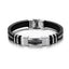 Stainless Steel Rubber Silver Black Id Wrist Band Bracelet Men Bulk