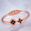 Stainless Steel Rose Gold Black Clover Flower Bangle Kada Women Bulk